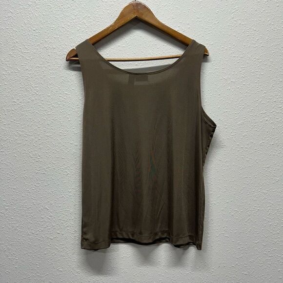 Easywear Chico’s Olive Sleeveless Slinky Knit Scoop Tank Size 3 (XL) - Picture 5 of 11